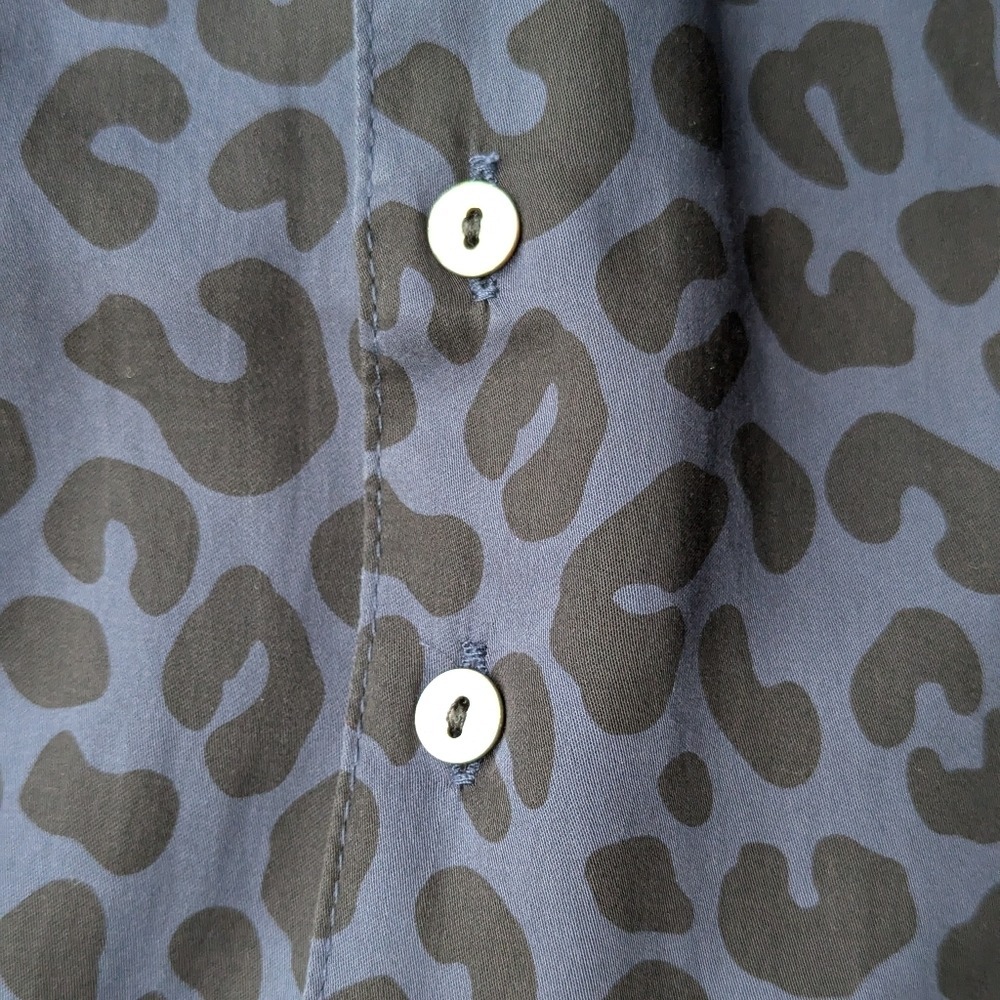 Marine Layer Blue Leopard Ruffle Rory Blouse XS NWT - Picture 8 of 9